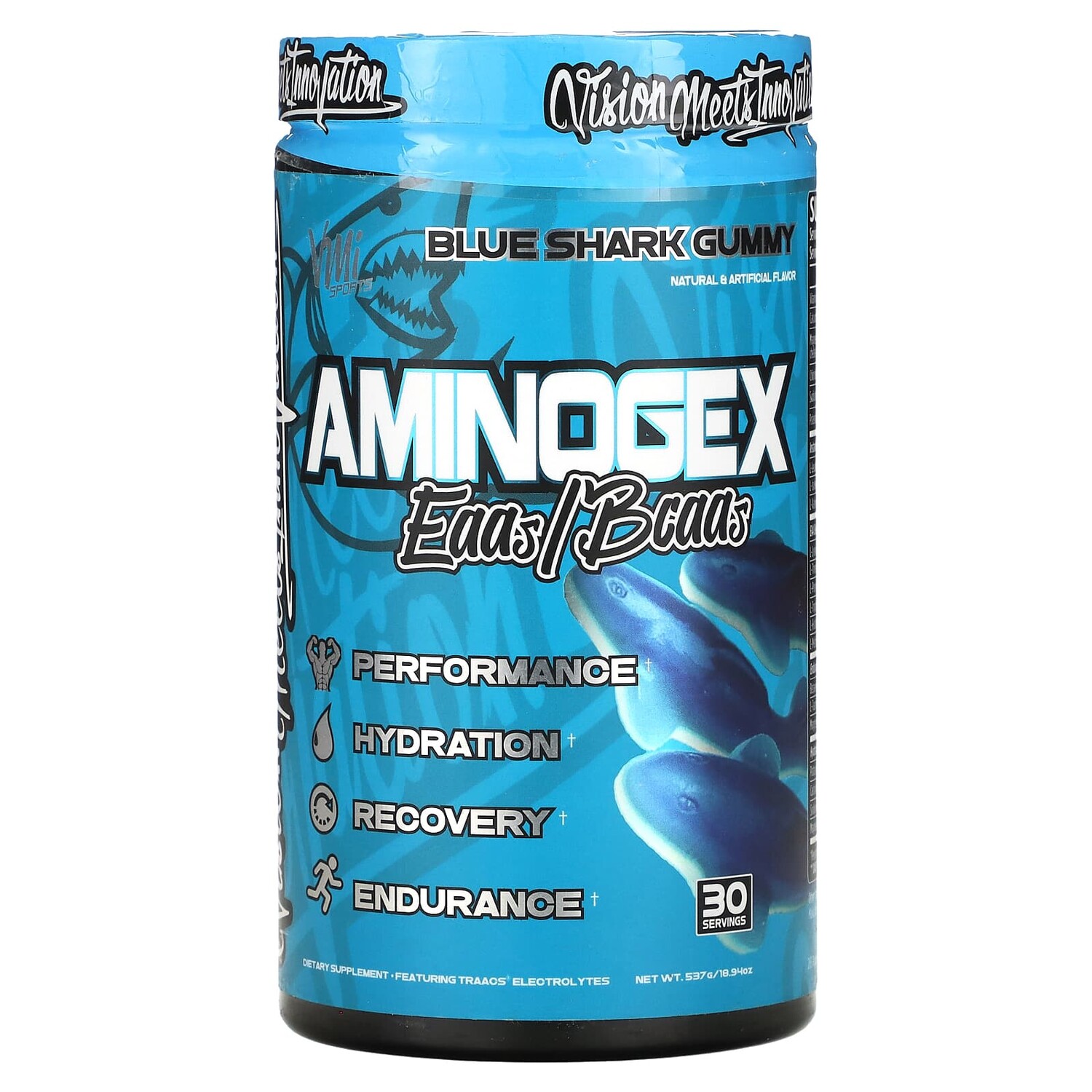 

Aminogex, EAA / BCAA, жевательные таблетки с синей акулой, 537 г (18,94 унции), VMI Sports