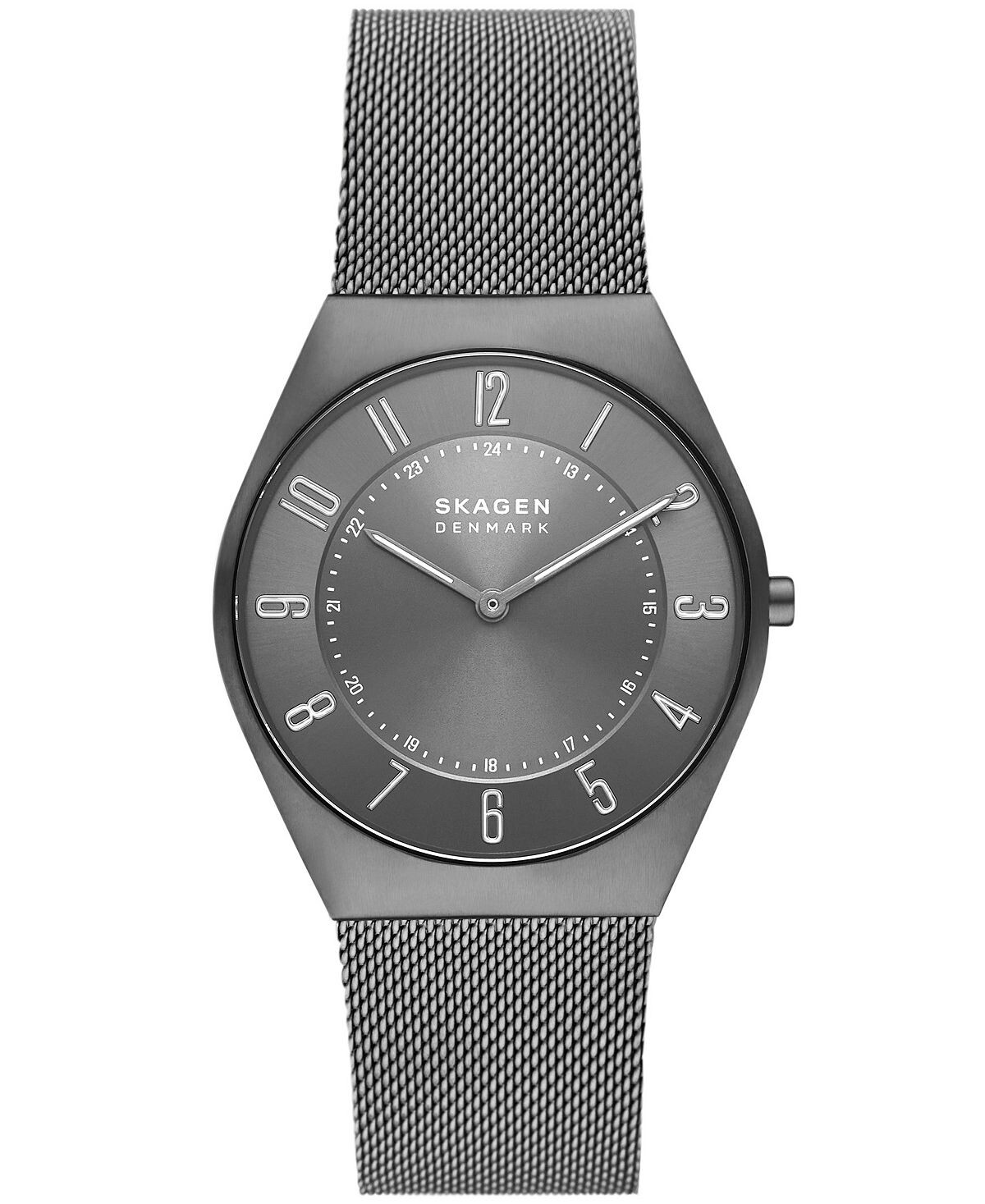 

Мужские часы Grenen Ultra Slim из серой нержавеющей стали с сетчатым браслетом, 37 мм Skagen