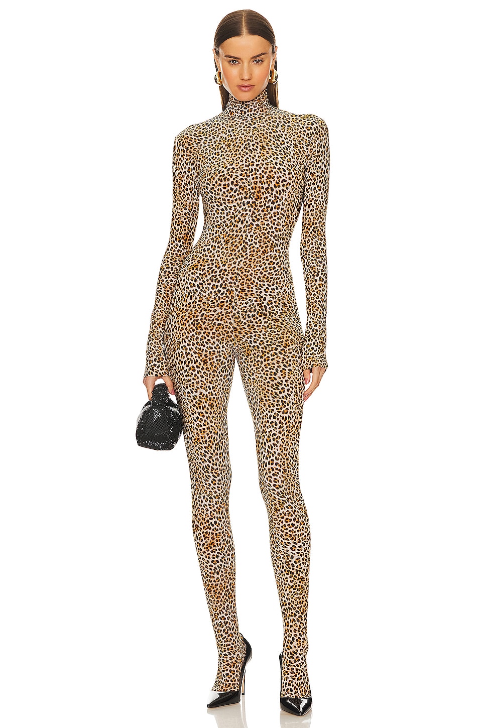 

Комбинезон Norma Kamali Slim Fit Turtle Catsuit With Footsie, цвет Bb Leopard