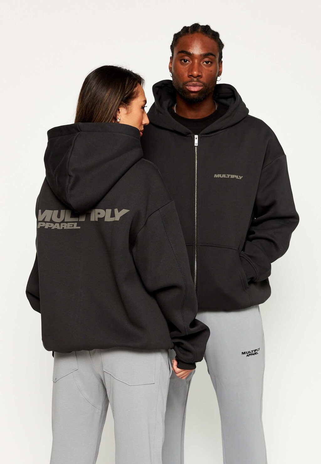 

Толстовка на молнии Oversize Zip Basique Multiply Apparel, цвет black soda washed