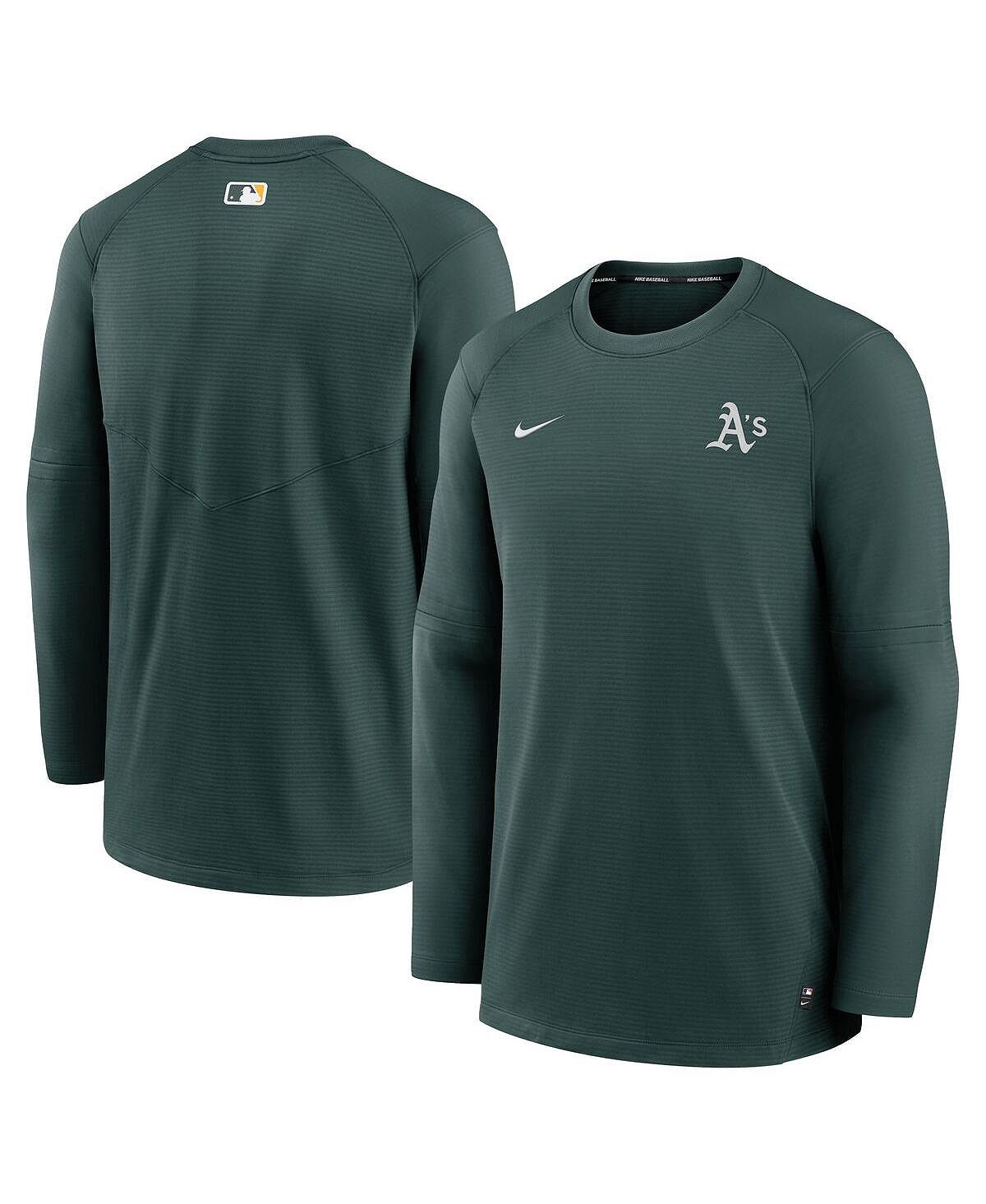Мужская зеленая футболка с длинным рукавом и логотипом Oakland Athletics Authentic Collection Performance Nike цена и фото