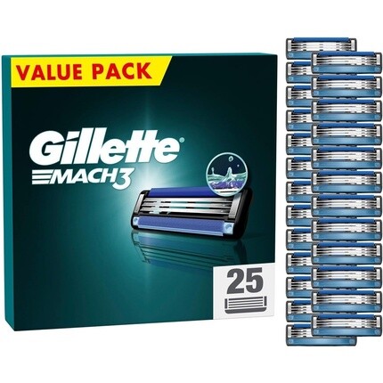 

Бритвенные лезвия Mach3 для мужчин, 25 сменных лезвий, Gillette