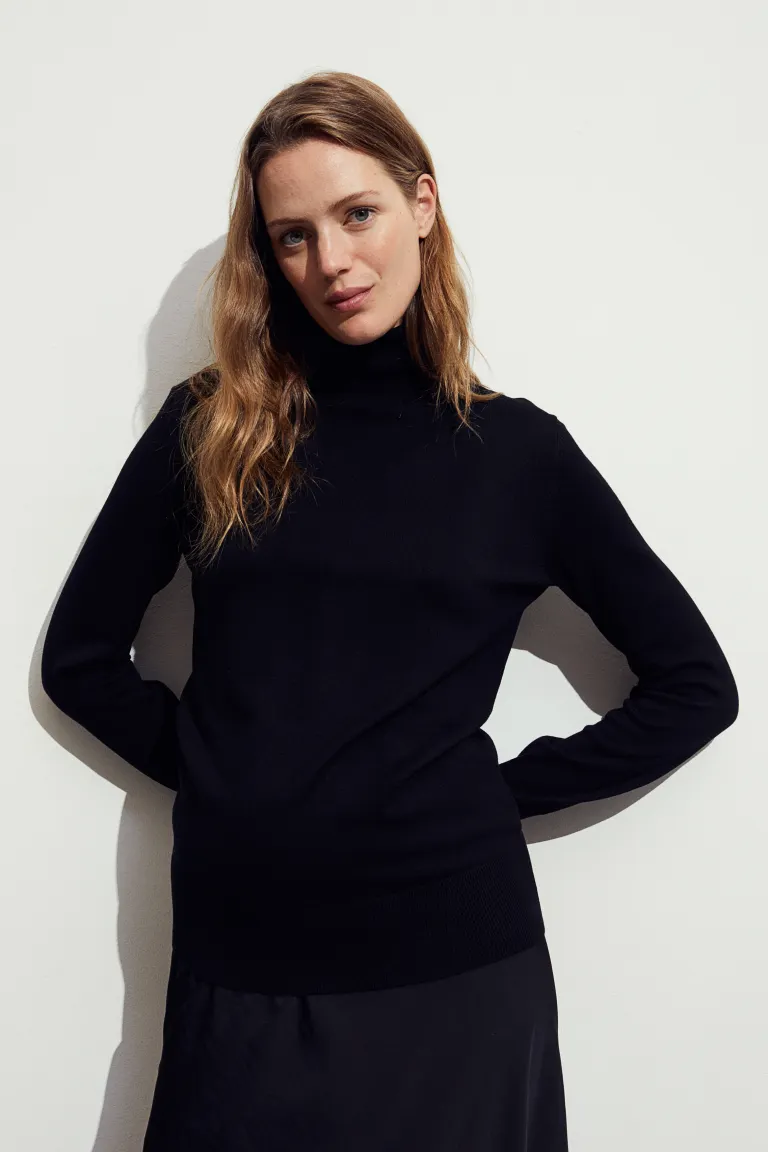 

Свитер с воротником-поло H&M, черный