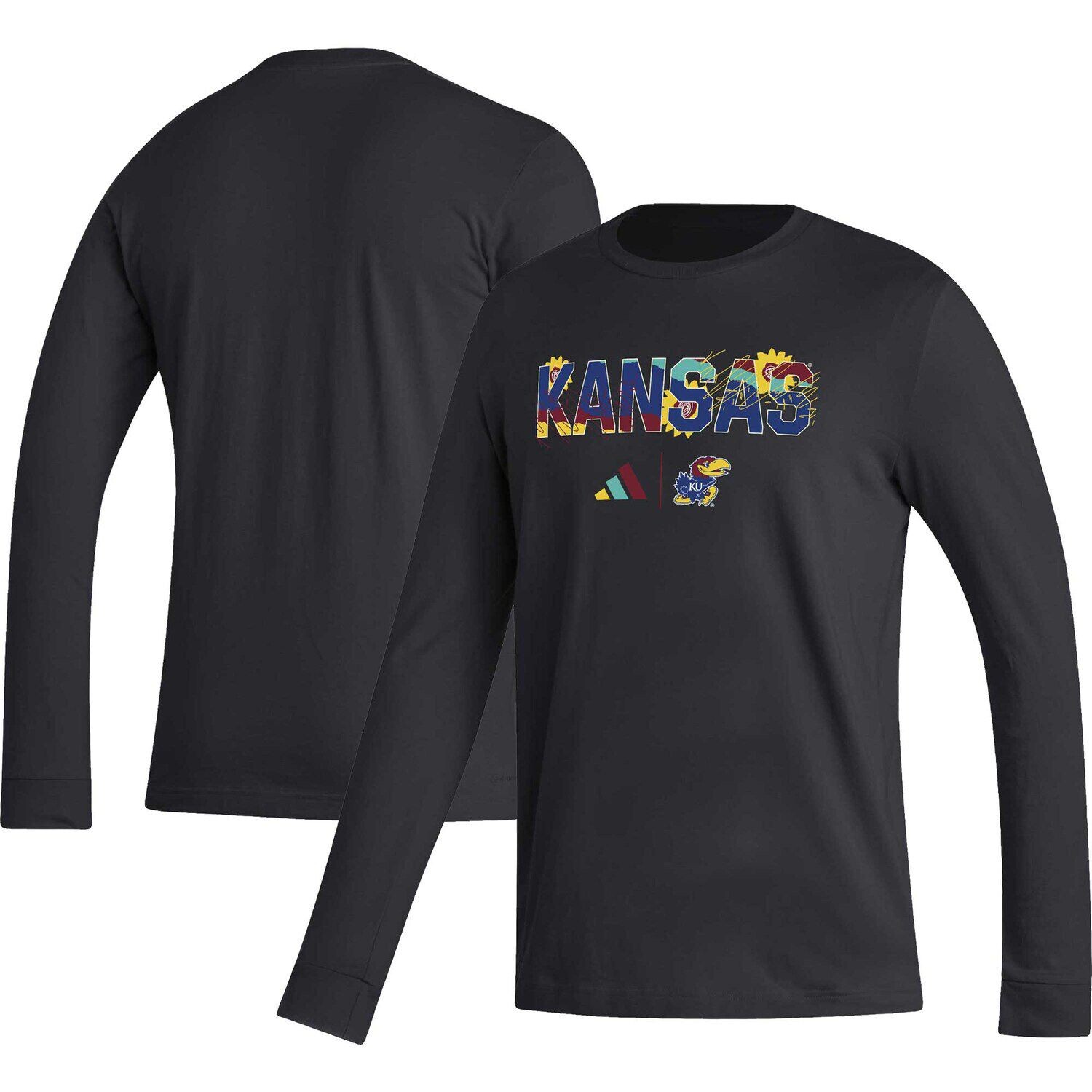 

Мужская черная футболка с длинным рукавом Kansas Jayhawks Honoring Black Excellence adidas, Черный