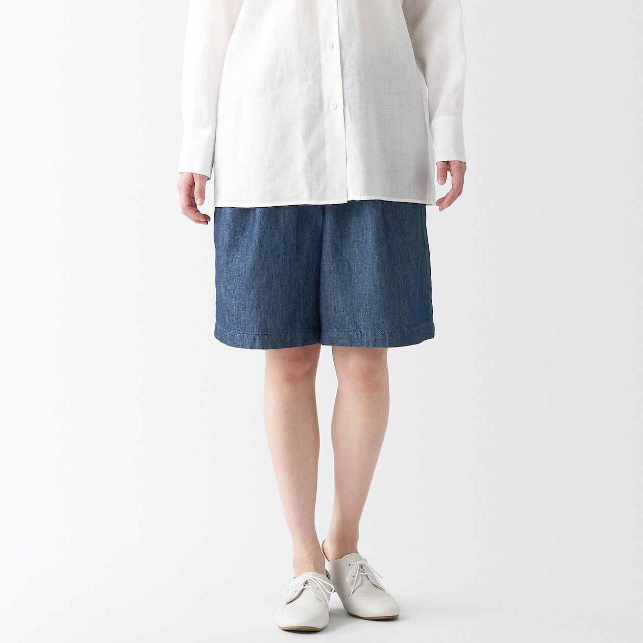 

Джинсовые шорты Ramie из хлопка MUJI, темно-синий