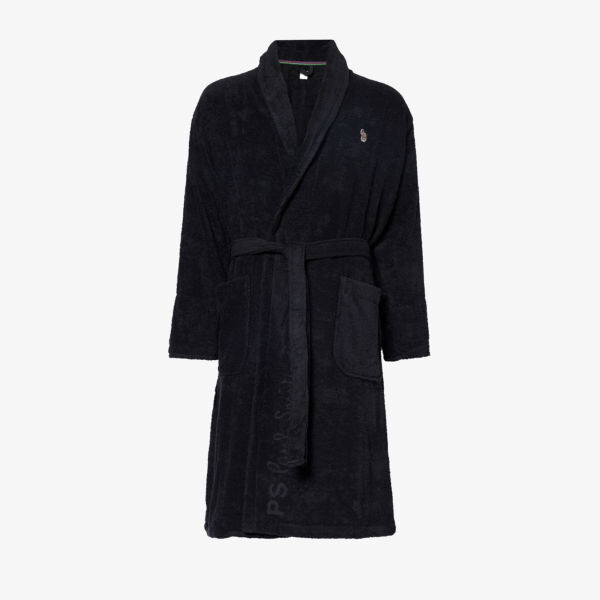 

Хлопковый халат с вышитым фирменным логотипом Paul Smith, черный