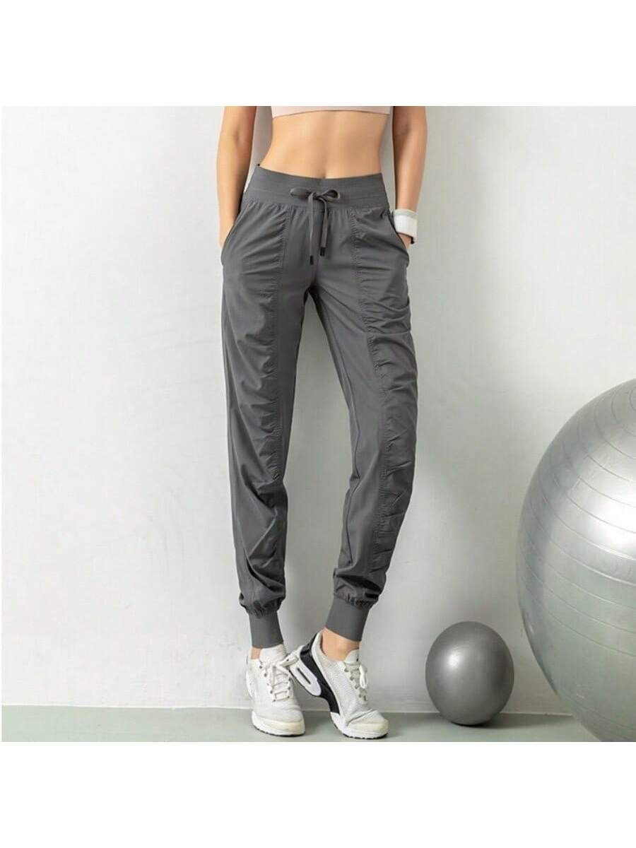 1 шт. быстросохнущие, серый женские повседневные однотонные спортивные брюки hlj