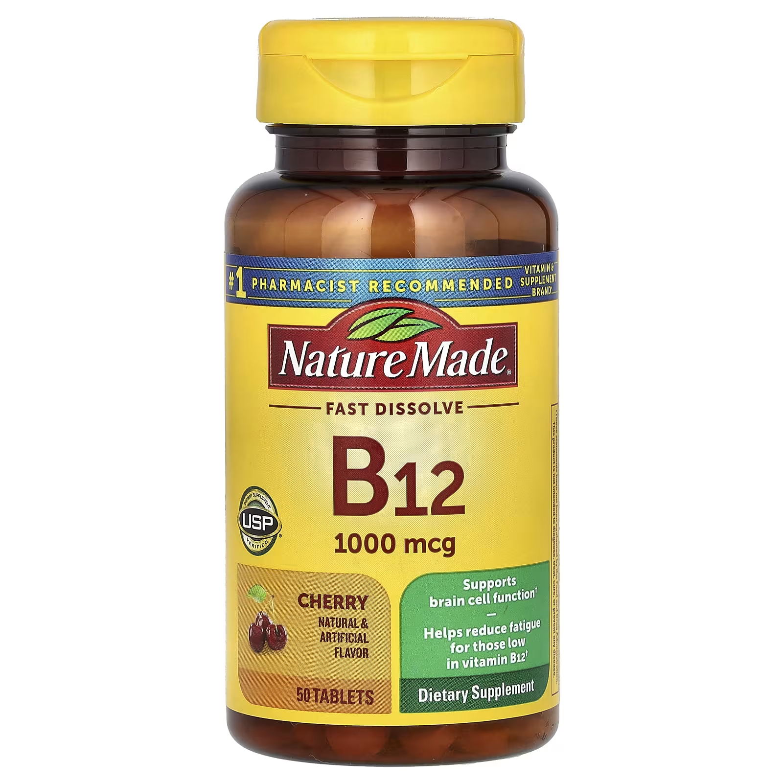 Сублингвальный витамин B12 Nature Made B12 с вишней, 50 таблеток витамин b 2 nature made 80 таблеток