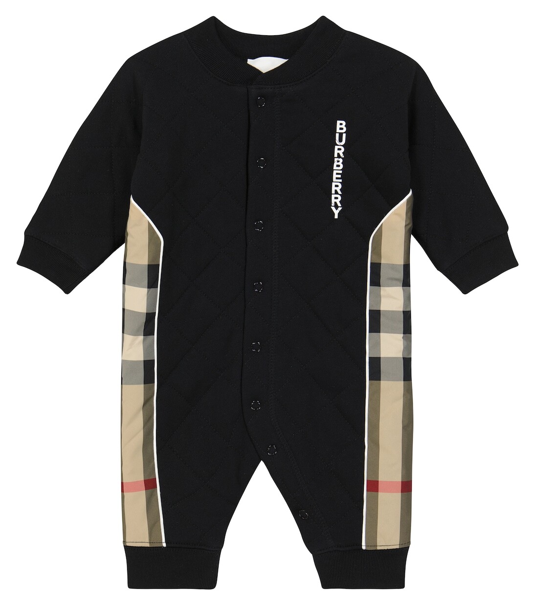 

Детский хлопковый комбинезон в клетку в винтажную клетку Burberry Kids, черный
