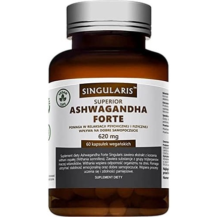 Ашваганда Форте 620 мг индийского женьшеня, 60 веганских капсул, Singularis-Herbs