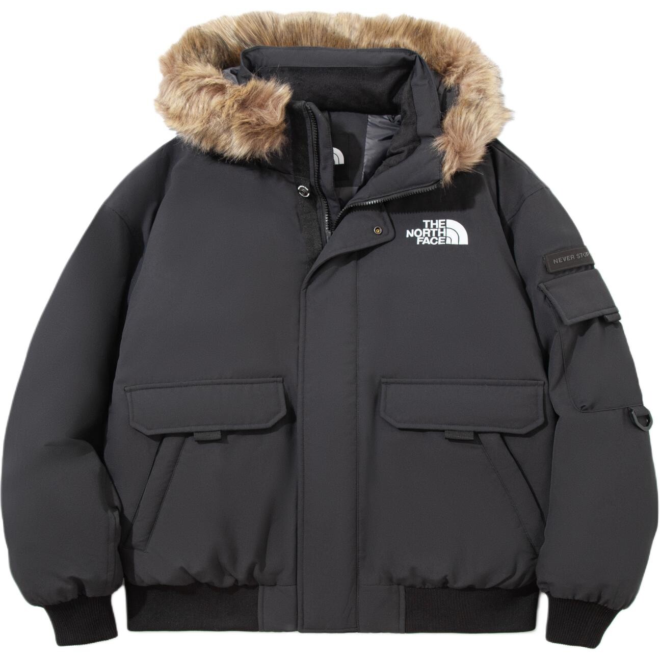 

Пуховик унисекс серый/черный The North Face, черный