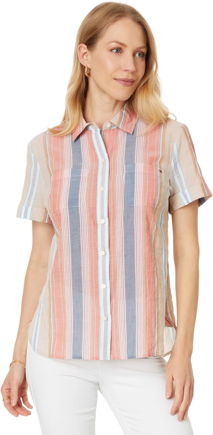 

Рубашка Tommy Hilfiger Stripe Camp Shirt, цвет Orange Combo