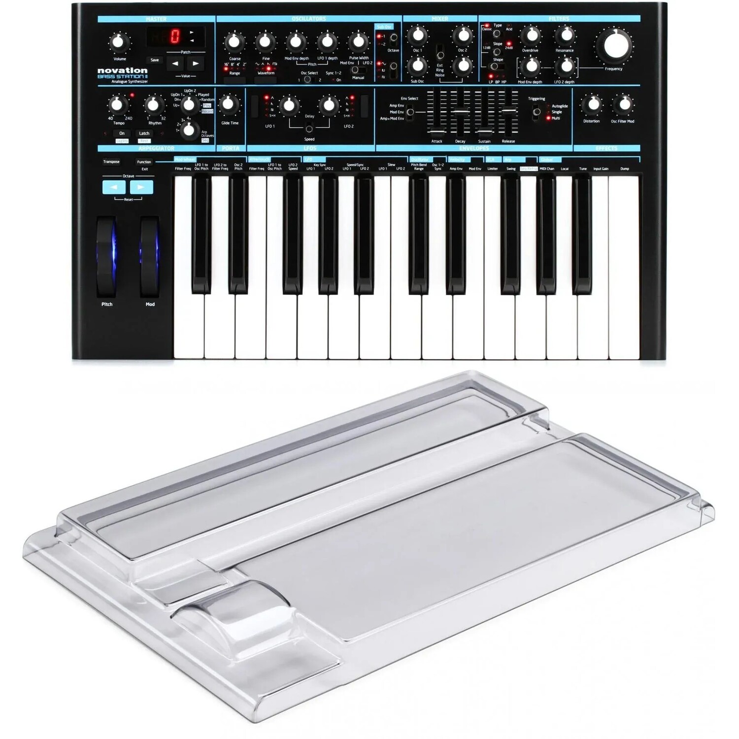 

Аналоговый синтезатор Novation Bass Station II с крышкой Decksaver