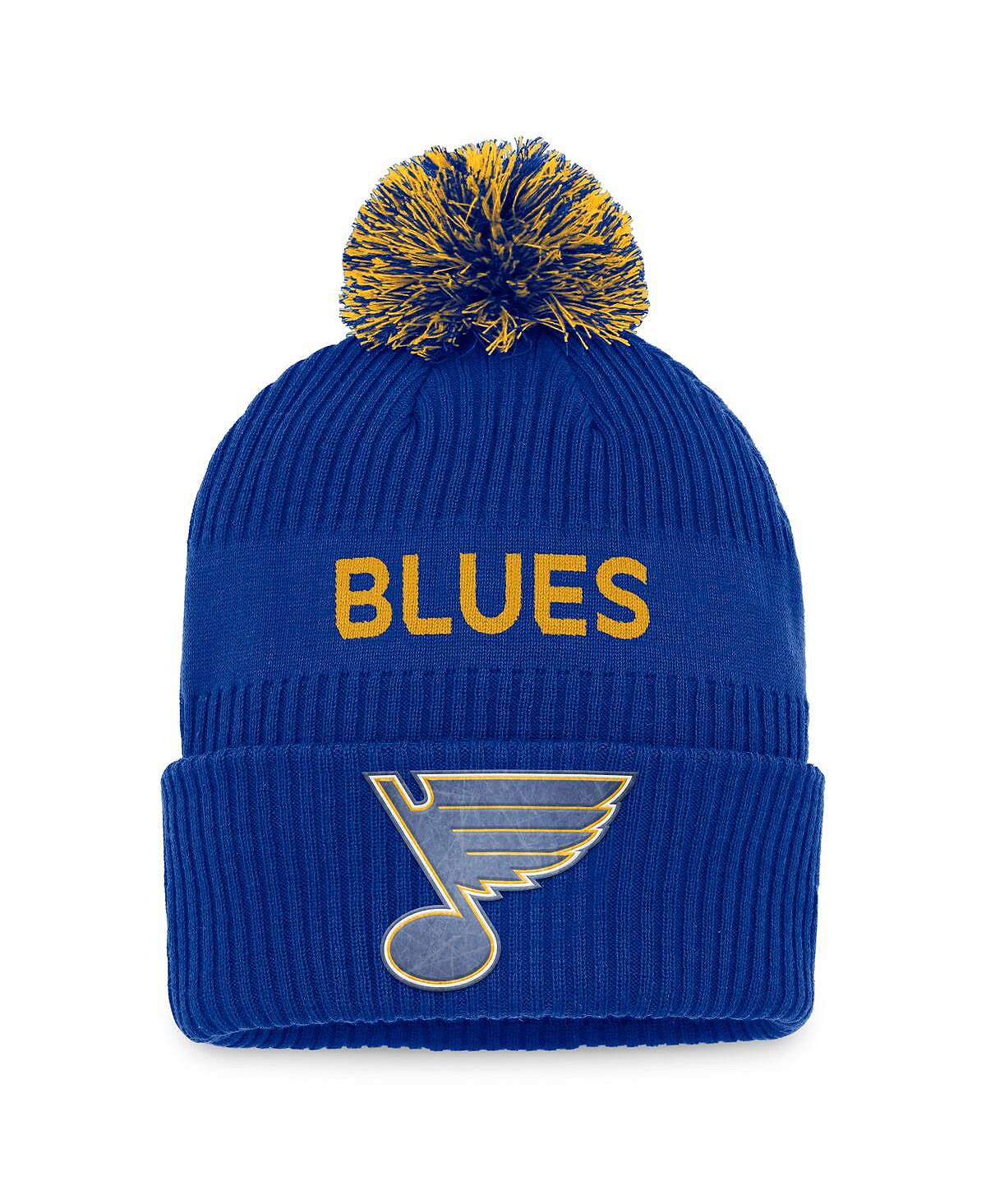цена Мужская фирменная желтая королевская вязаная шапка St. Louis Blues NHL Draft Authentic Pro с манжетами и помпоном Fanatics