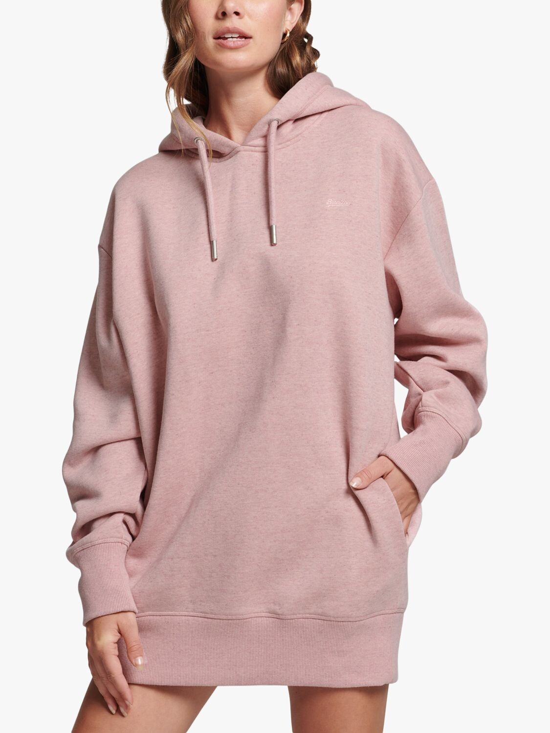 

Мини-платье с капюшоном и вышитым логотипом Superdry, цвет La Soft Pink Marl