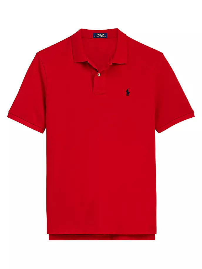 Облегающая футболка-поло из хлопковой сетки на заказ Polo Ralph Lauren, красный