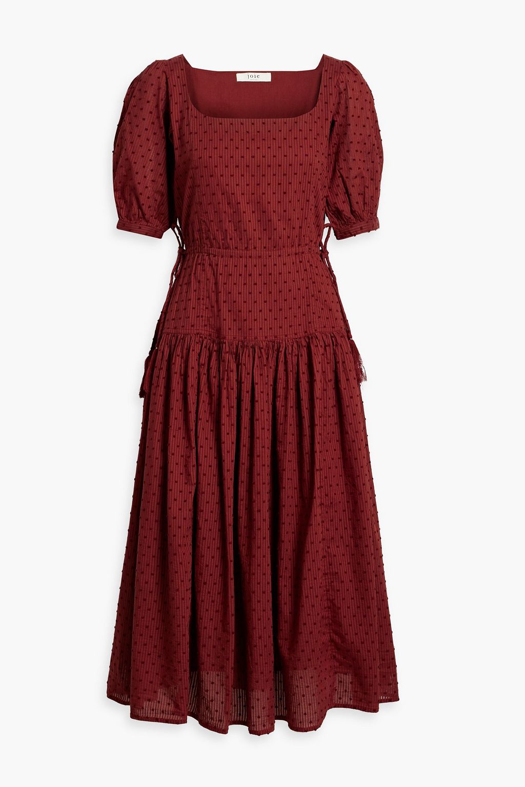 Платье миди из хлопкового жаккарда в полоску Nashua fil-купе JOIE, красный
