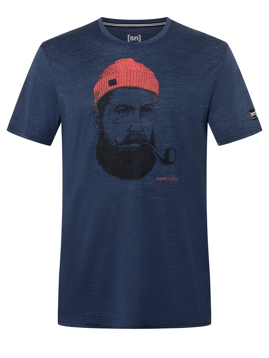 

Рубашка super.natural für Herren, kurzam aus Merino, синий