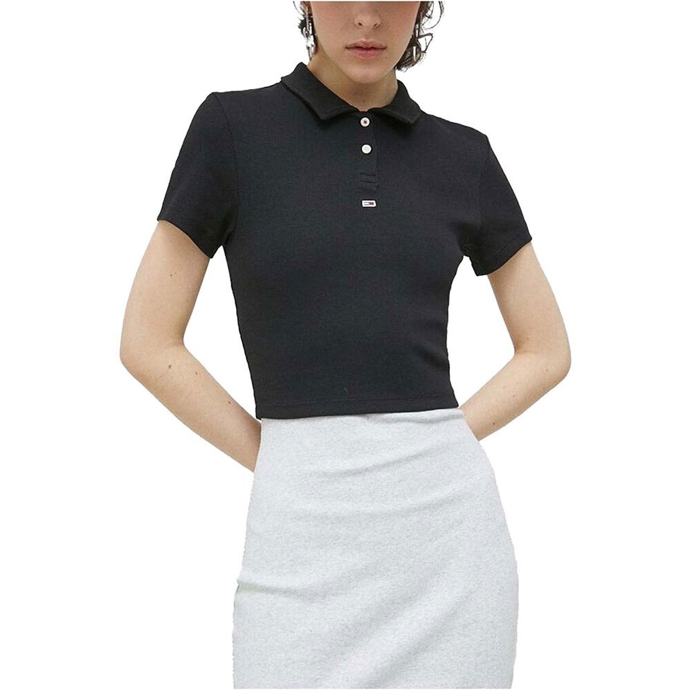 

Поло с коротким рукавом Tommy Jeans Essential Cropped Rib, черный