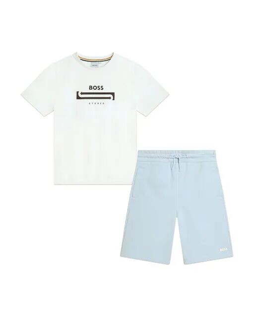 

Комплект из футболки и шорт для мальчика из 100% хлопка Boss Kidswear, белый