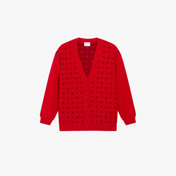 

Вязаный кардиган с V-образным вырезом и логотипом Claudie Pierlot, цвет rouges