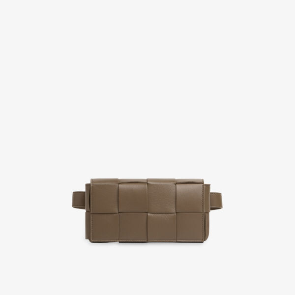 

Кожаная поясная сумка Cassette Bottega Veneta, серый