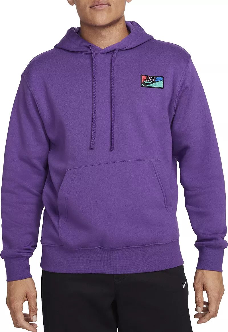 Мужской пуловер с нашивками Nike Club из флиса с капюшоном, фиолетовый