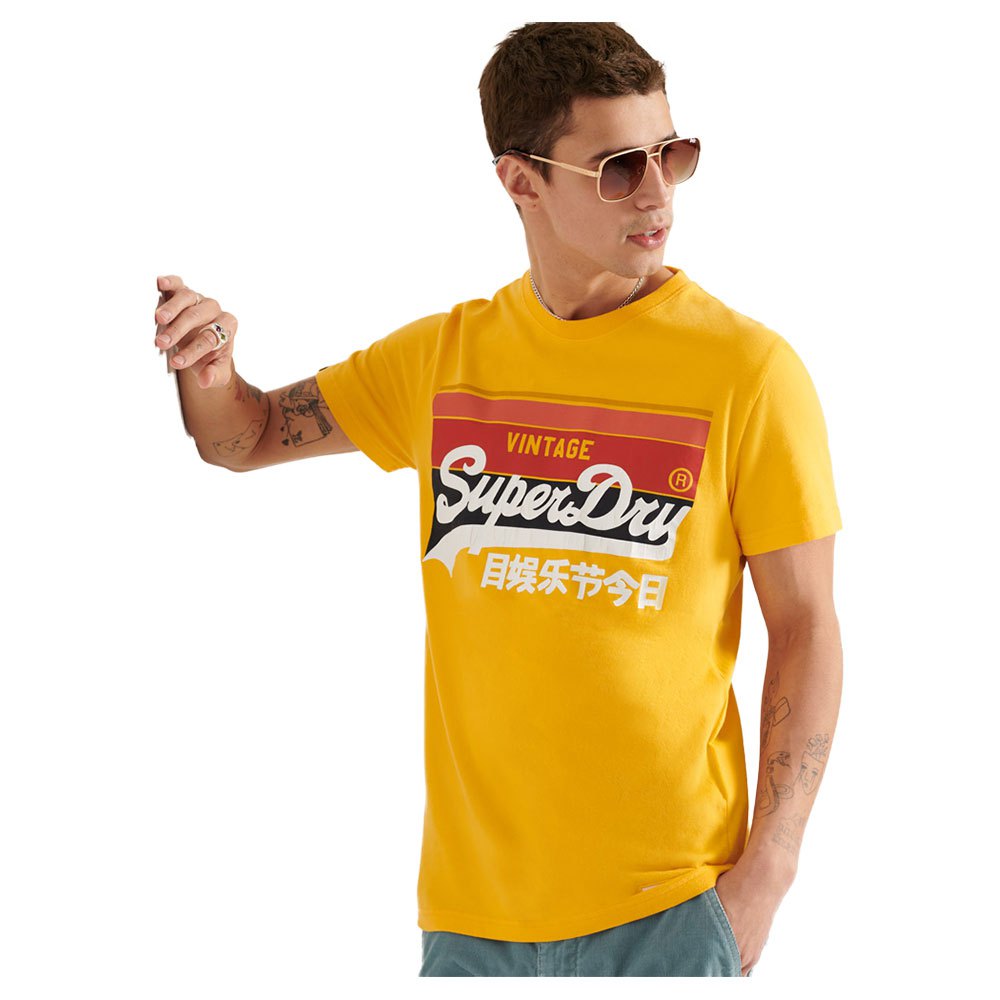 

Футболка с коротким рукавом Superdry Vintage Logo Cali Stripe, желтый