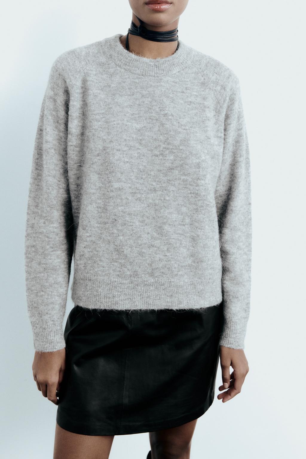 Базовый свитер из шерсти и альпаки ZARA, серый