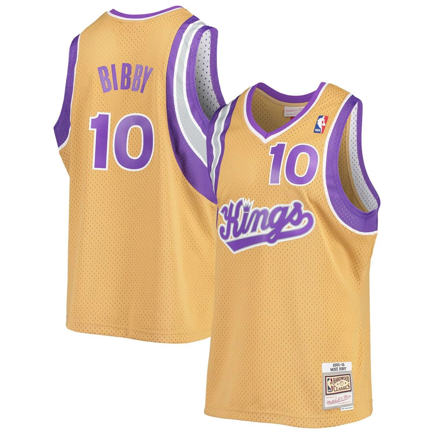 Мужская майка Mitchell & Ness Mike Bibby Gold Sacramento Kings 2005-06 Hardwood Classics Swingman