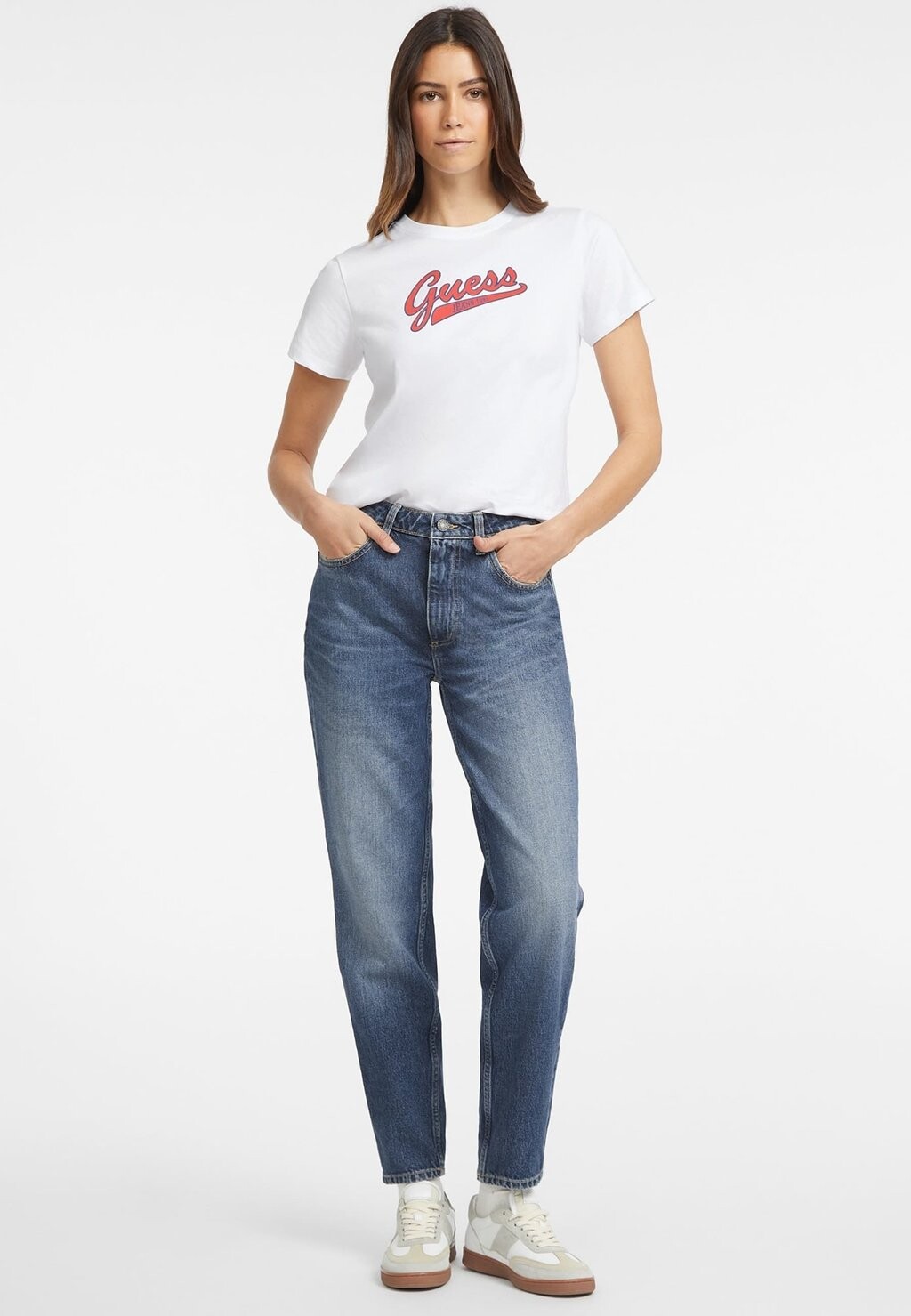 

Футболка с принтом SCRIPT LOGO Guess Jeans, белый