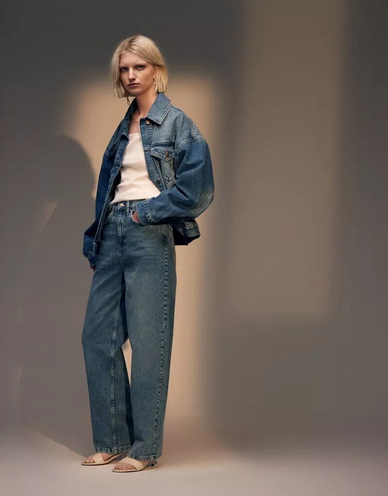 

Широкие джинсы Topshop ярко-синего цвета