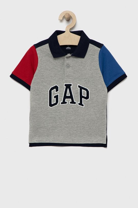 

Детская хлопковая рубашка-поло GAP, серый
