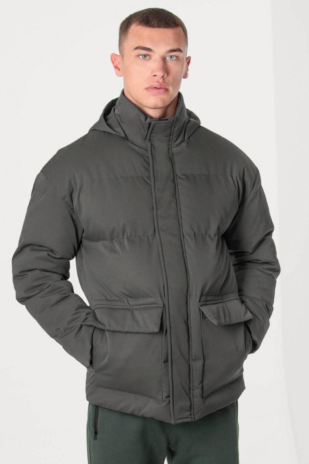 Короткое стеганое пальто с капюшоном и защитой от душа Larsson & Co, серый