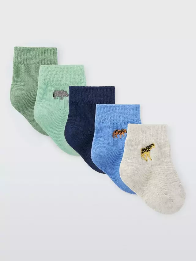 

Носки John Lewis Baby GOTS Organic Cotton Mix Embroidered Safari 5 шт