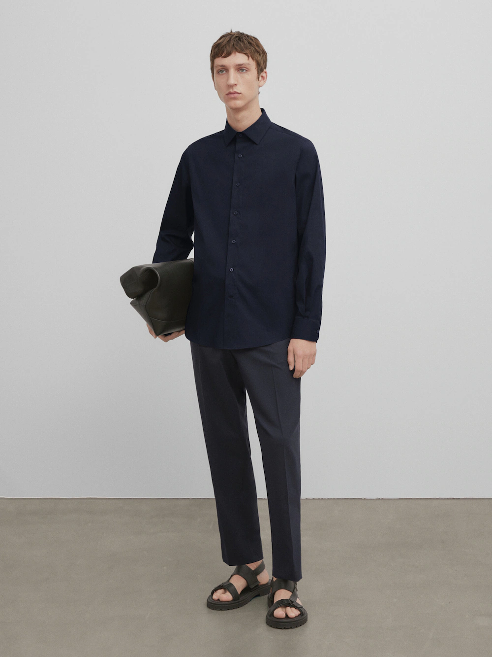 

Эластичная рубашка облегающего кроя - studio Massimo Dutti, синий