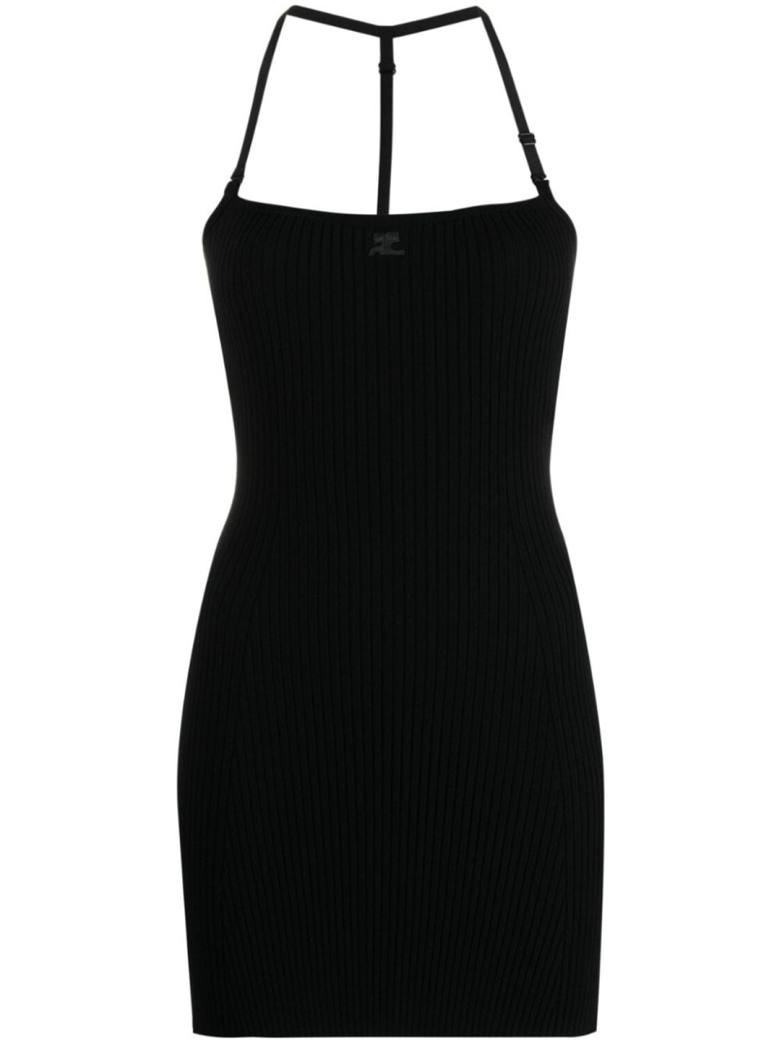 

Courrèges платье мини в рубчик с логотипом, черный