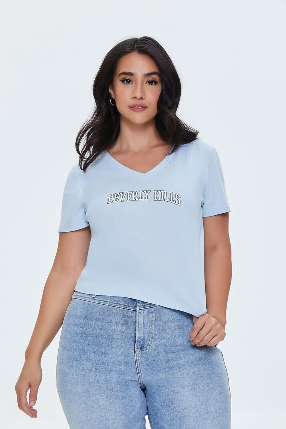 

Футболка больших размеров с рисунком Beverly Hills Forever 21, синий