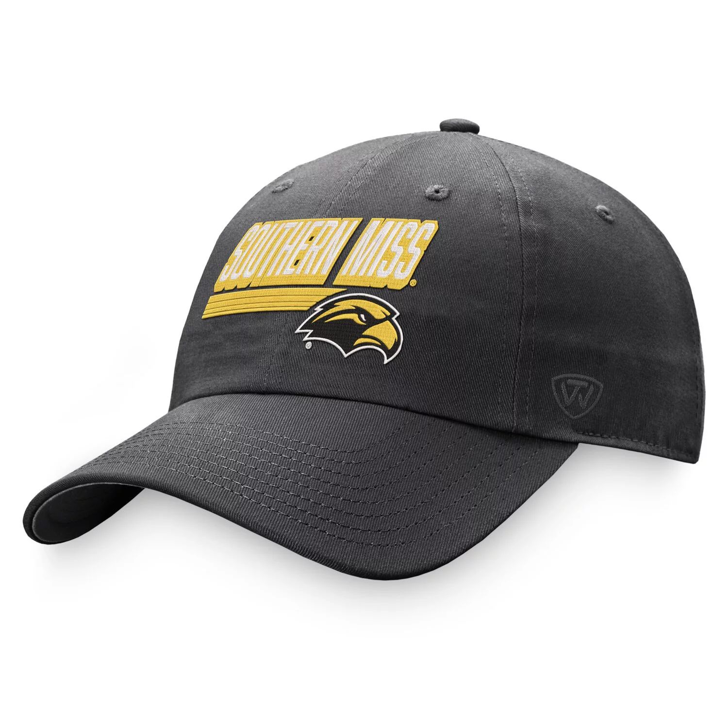 

Мужская темно-серая регулируемая шляпа Top of the World Southern Miss Golden Eagles Slice