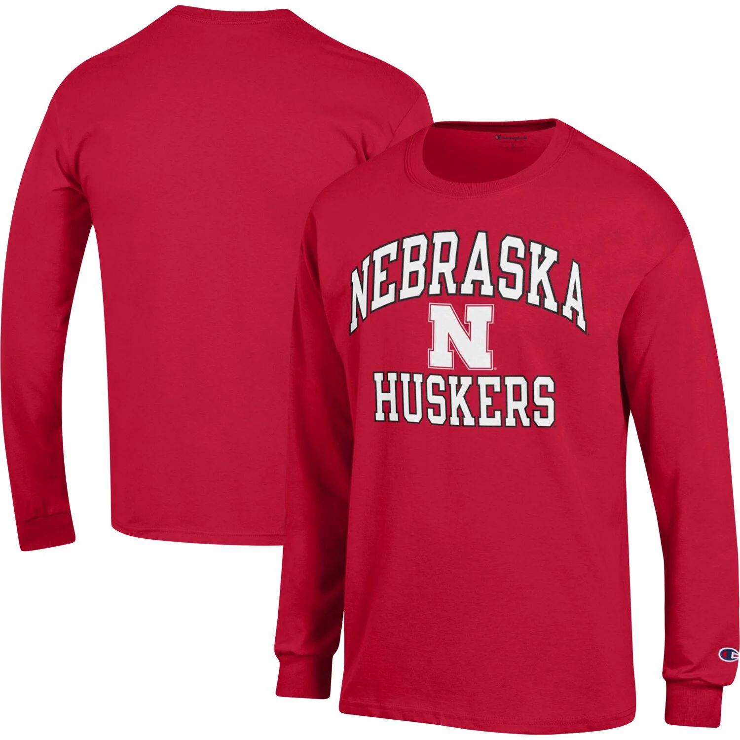 

Мужская футболка Scarlet Nebraska Huskers High Motor с длинным рукавом Champion