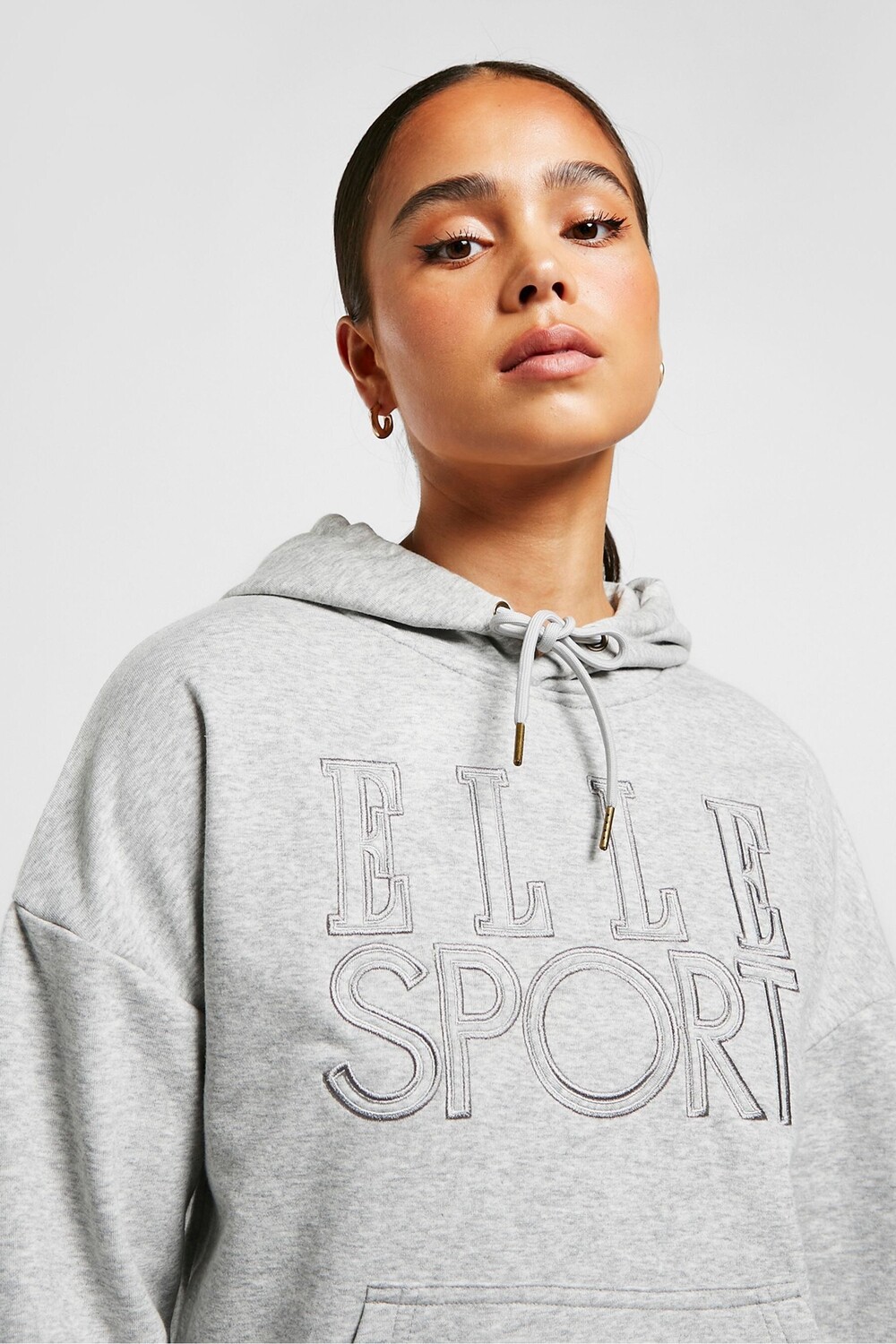 

Серый пуловер с капюшоном от ELLE Sport Elle, серый