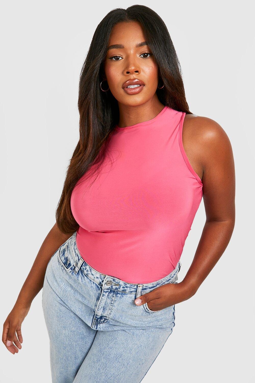 

Облегающее боди plus racer Boohoo, розовый