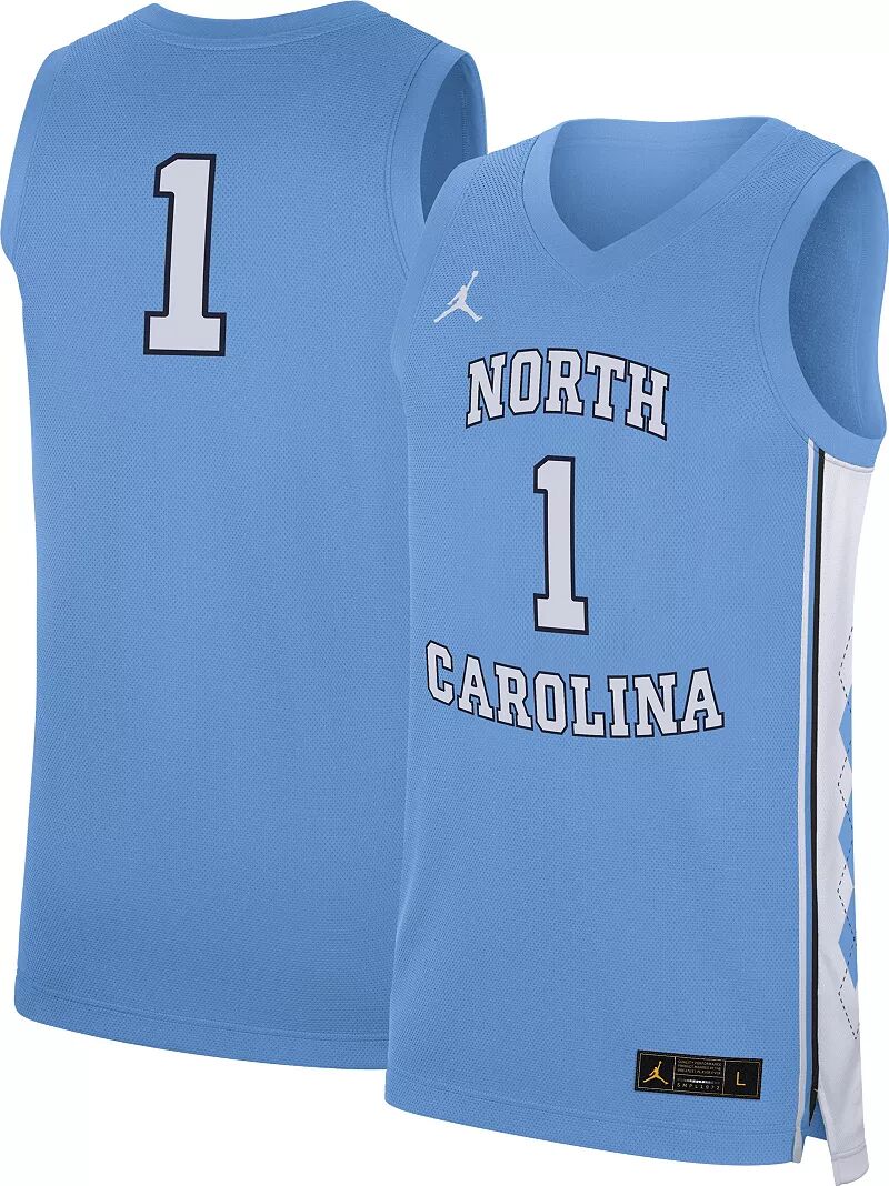 

Мужская баскетбольная майка Jordan North Carolina Tar Heels #1 Carolina Blue Replica