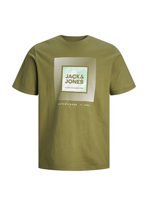 

Мужская футболка цвета хаки с круглым воротником Jack & Jones