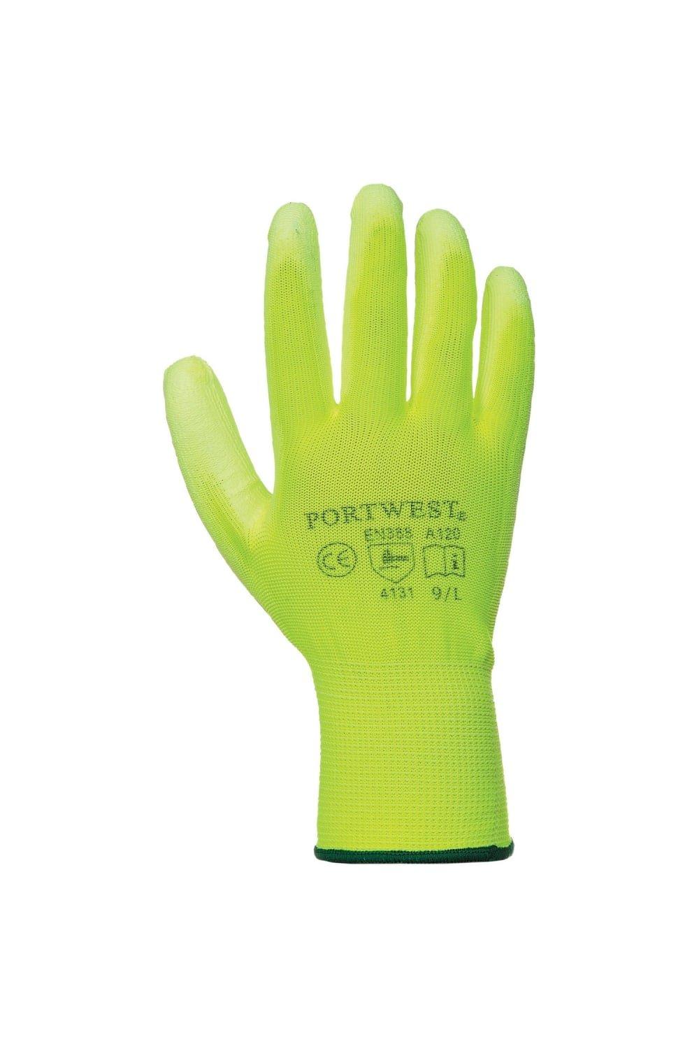 Перчатки с полиуретановым покрытием ладони (A120) Спецодежда Portwest, желтый средние черные перчатки трикотажные калибра 13 с полиэстеровым покрытием ладони и пальцы с открытой спиной loops черный