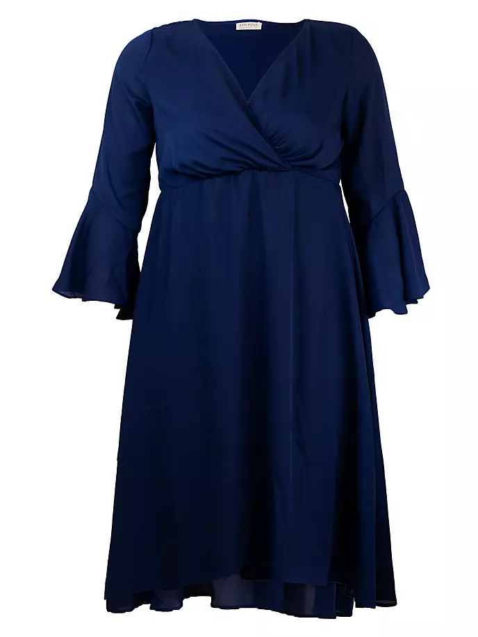 Платье миди Brighton с рукавами-колокольчиками Kiyonna, цвет nouveau navy