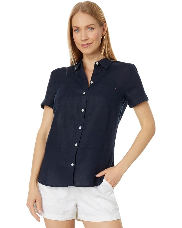 

Рубашка Tommy Hilfiger Linen Camp Shirt, цвет Sky Captain