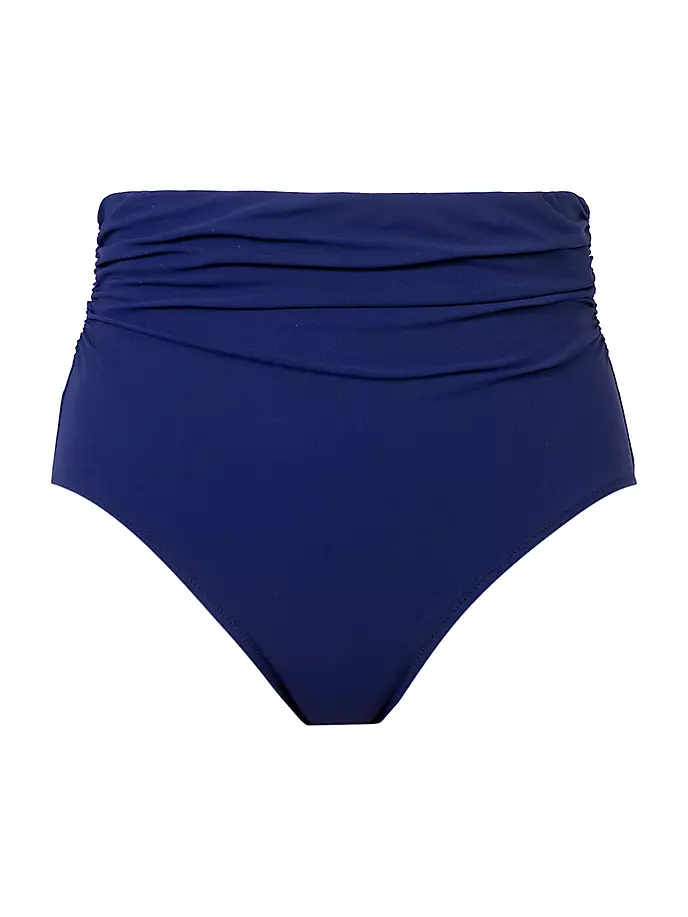 

Плавки бикини с высокой посадкой и сборками Gottex Swimwear, темно-синий