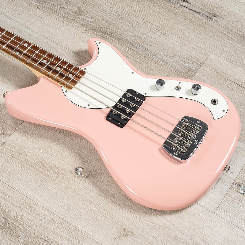 Басс гитара G&L Fullerton Deluxe Fallout Shortscale Bass, Caribbean Rosewood, Shell Pink