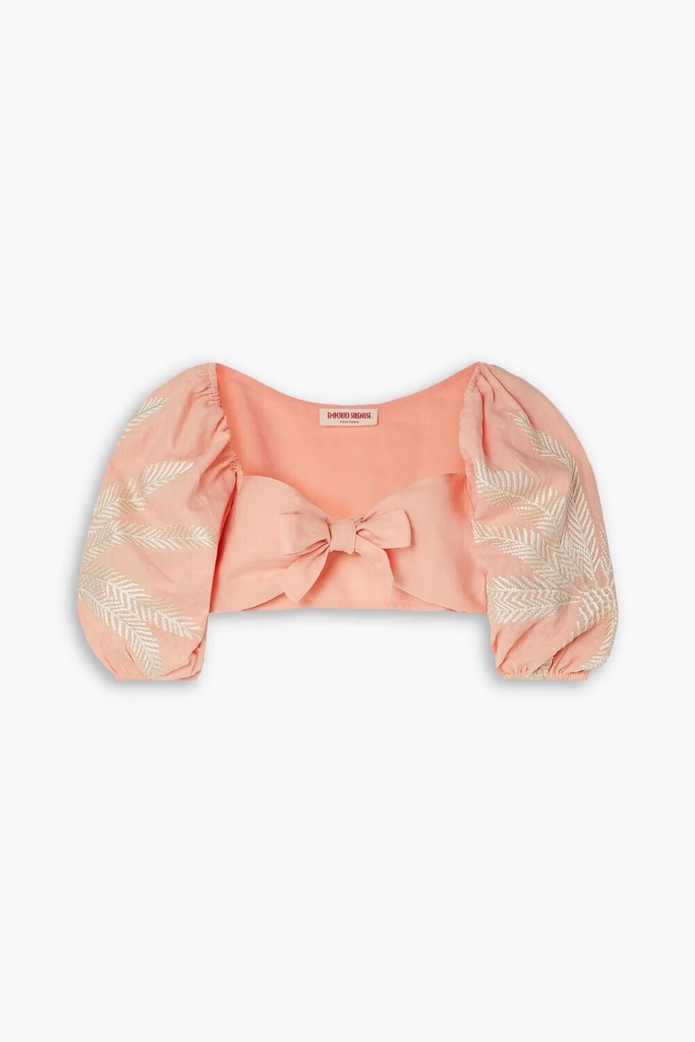 

Укороченный льняной топ Thaia с вышивкой и бантом Emporio Sirenuse, цвет Blush